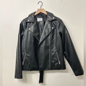 Black Vegan Leather Moto Jacket, size small